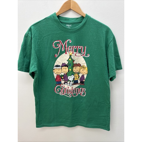 Peanuts Christmas Graphic Tee- size XL Green - Picture 1 of 6